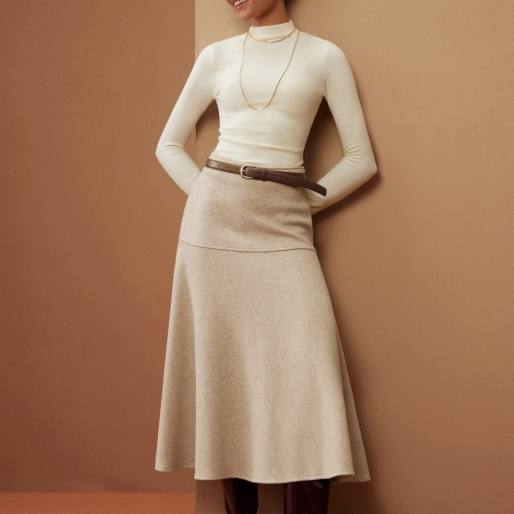 OGL Beige A-Line Skirt